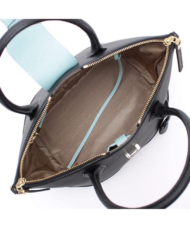 A.D.M.J. 【牛革】モーツァルト/バイカラーノーブルファスナートート25cm(ショルダーストラップ付) BLACK×BLACK