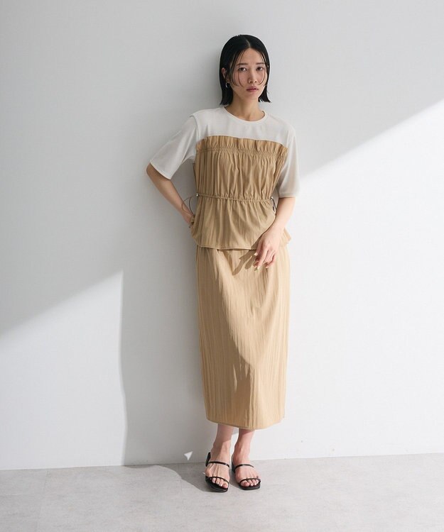 Green Parks ラメリブペプラムドッキングワンピース