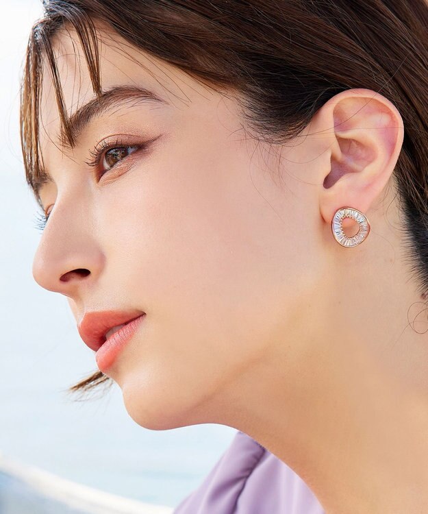 Tiaclasse 【金属アレルギー対応】ウェーブサークルピアス ピンクゴールド