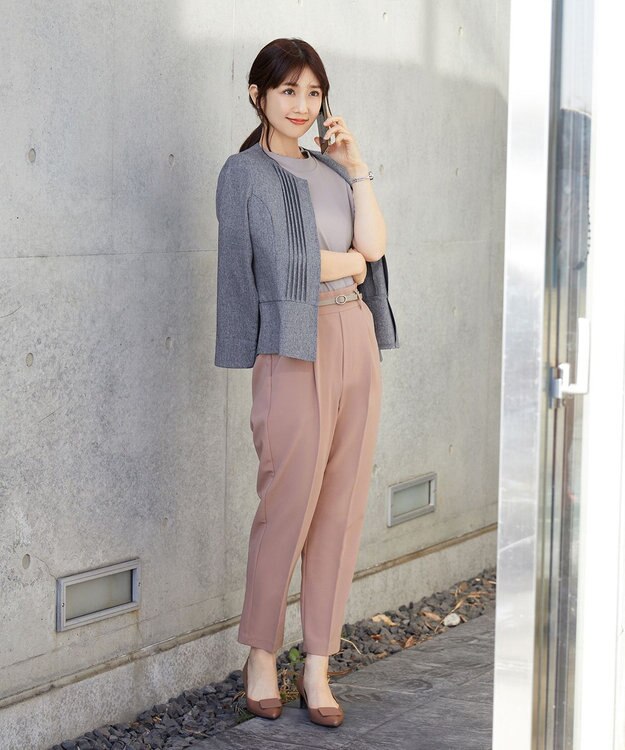 Tiaclasse L 【小倉優子さん着用・洗える・接触冷感・汗ジミ防止】“サマさまカットソー”ハーフスリーブベーシックトップス グレージュ