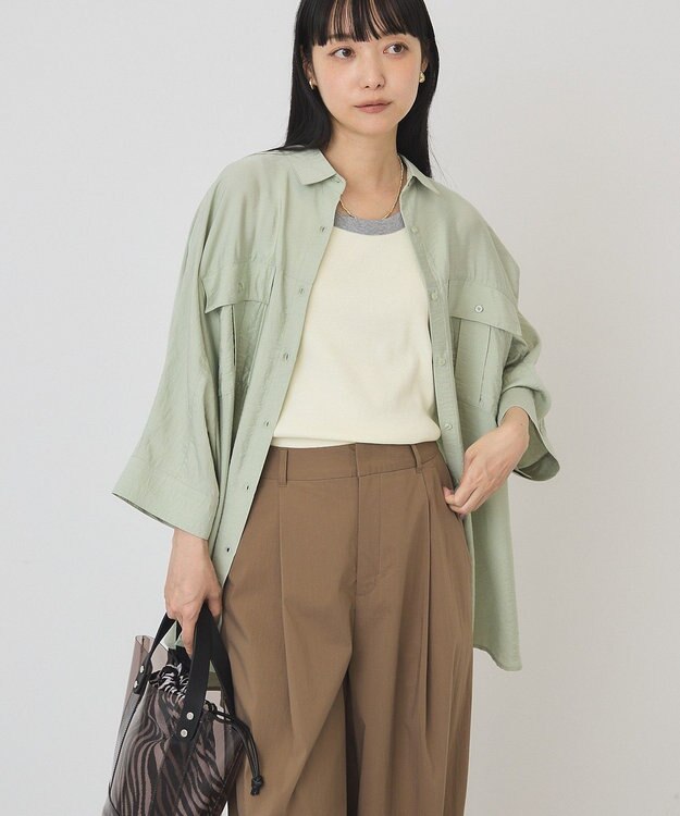 AMERICAN HOLIC 【予約】【WEB限定】接触冷感Wポケットシャツチュニック Khaki