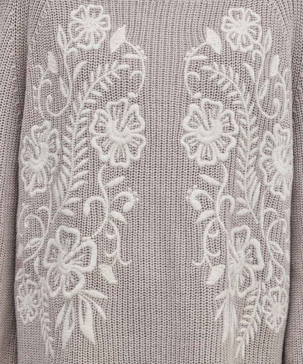 GRACE CONTINENTAL エンブロイダリーニットワンピース グレー