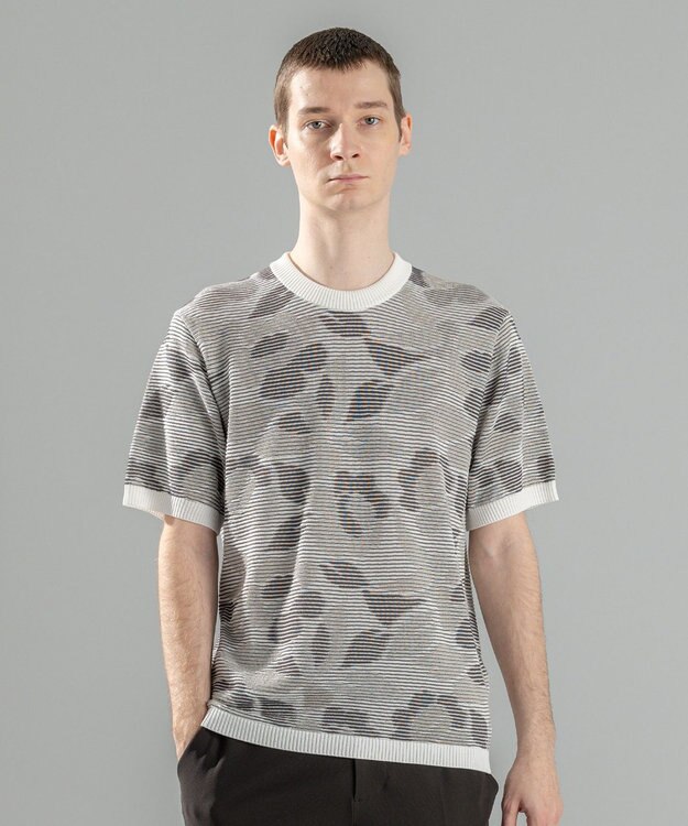 JOSEPH HOMME メキシカンブラインドジャガード　クルーネック半袖ニット アイボリー系5