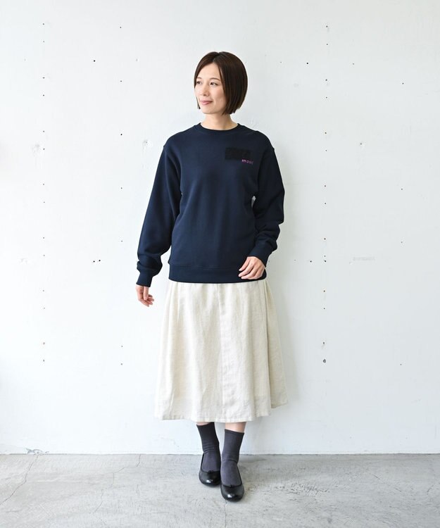 muuc 〈コットン100% 12.7オンス生地＆裏面パイル〉花刺繍のスウェット ネイビー