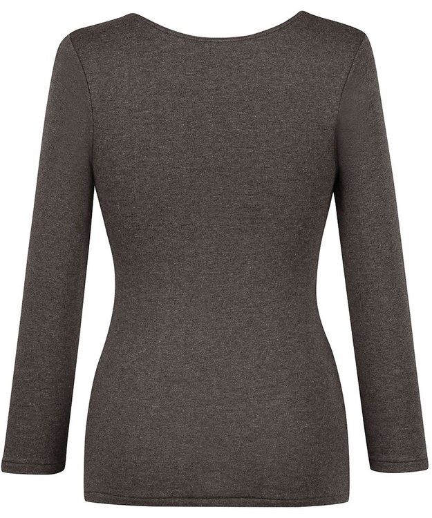 Wing あったかインナー 綿混素材 裏起毛(肌側) よく伸びる素材 ストレッチ性 保温性 【ラクのびサーモ】 ネックせまめ 8分袖 長袖 秋 冬 EL6912 ウイング／ワコール ブラウン