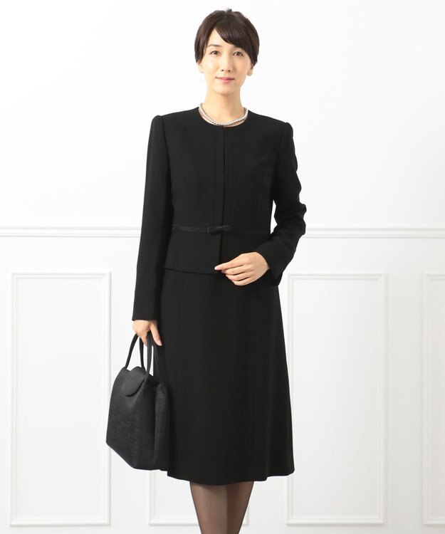 自由区 FORMAL 【オールシーズン対応】バーズアイ ジャケット+ワンピース ブラック系