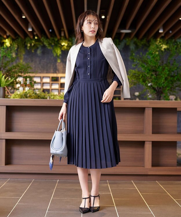 Tiaclasse L 【ダブルクロス】カラーレスジャケット グレージュ