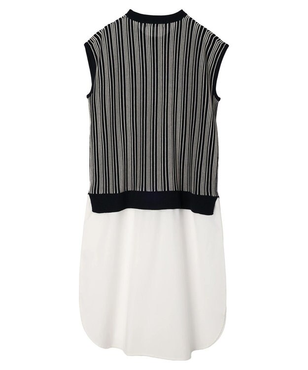 Green Parks ストライプ柄ニットドッキングワンピース Navy