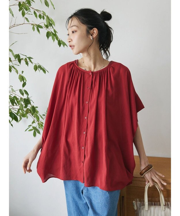 CRAFT STANDARD BOUTIQUE ウ゛ィンテージボイル２ＷＡＹタックブラウス Red