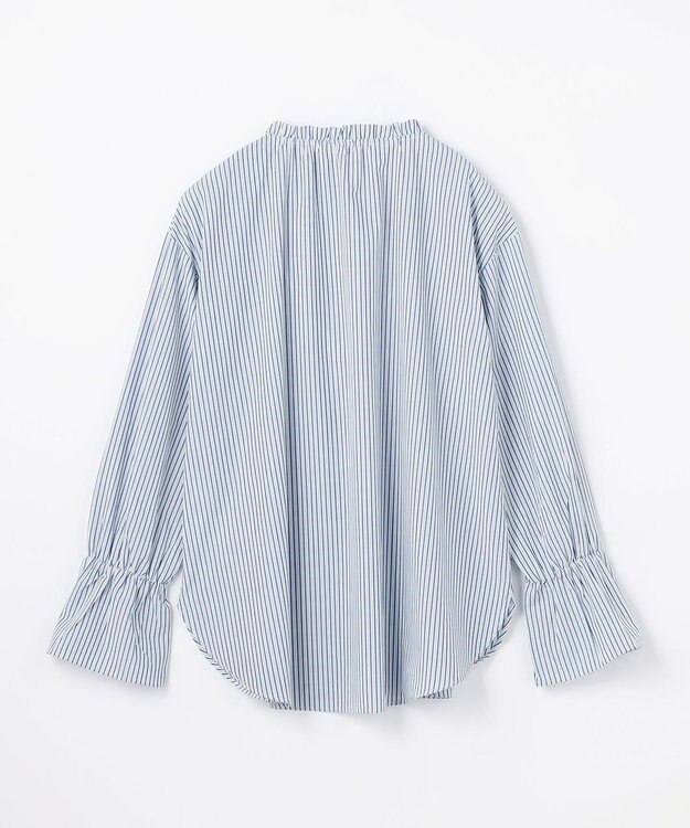 ANY L エニィファンクションハイネックブラウス ブルーストライプ
