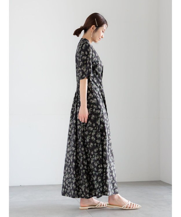 Te chichi 【LIBERTY FABRICS】ウエストタックワンピース ブラック