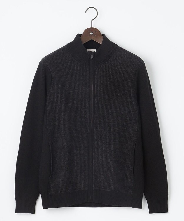 JOSEPH ABBOUD 【軽量/イージーケア】 KARL KARLジップ ニット ブルゾン ブラック系