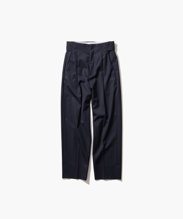 ATON COMPACT WOOL | テーパードタッグパンツ NAVY