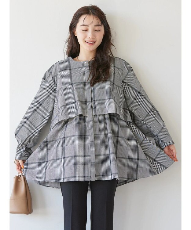 AMERICAN HOLIC サッカーワントーンティアードチュニック Gingham Check