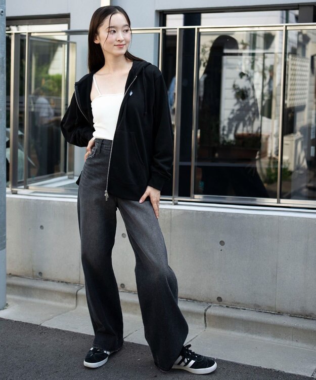 WEGO 【WEB限定/ユニセックス着用ITEM/25年秋冬新作/SMLサイズ展開】別注U.S.POLO ASSN.　ZIPパーカー ブラック