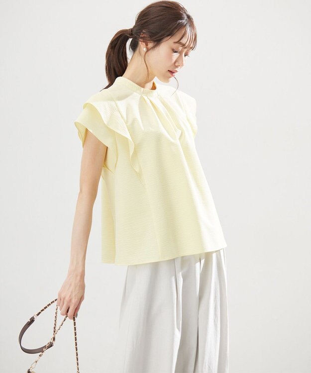 組曲 【前後着用可】ドライタッチダブルフレア ブラウス イエロー系