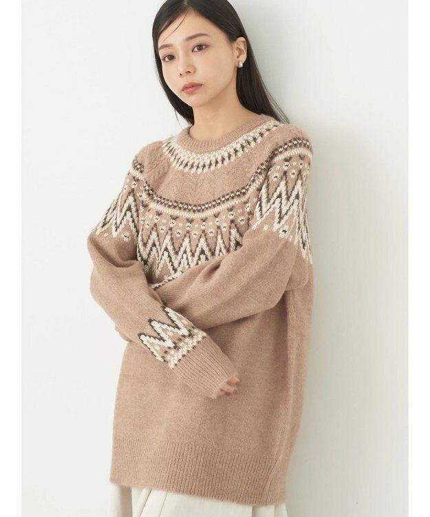 earth music&ecology オーロララメノルディックチュニック Mocha