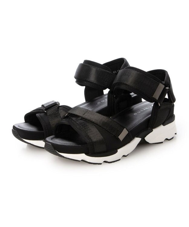 MODE ET JACOMO <carino>厚底クロスベルトスポーツサンダル ブラック