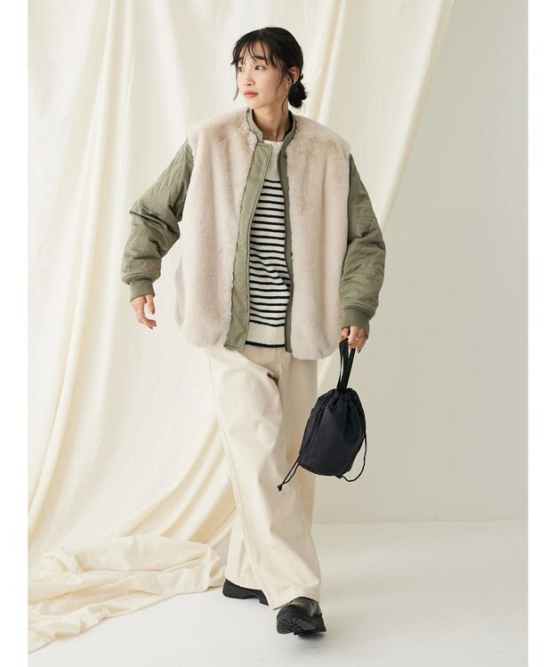 CRAFT STANDARD BOUTIQUE 洗えるモールニットボーダープルオーバー Ivory