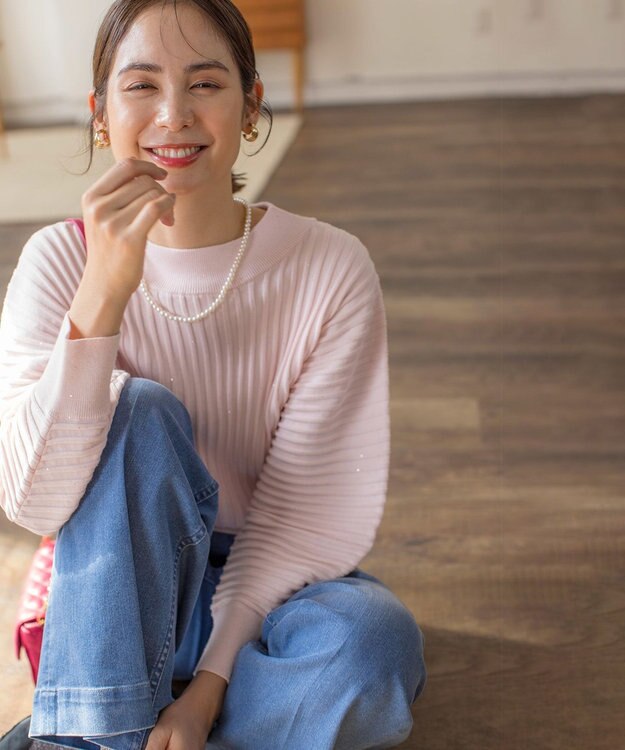 組曲 【手洗い可】ELENAスパンコールドルマン ニット ピンク系