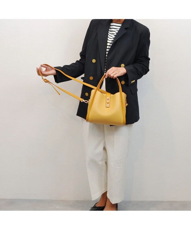 UNBILLION cachecache 3レイヤーヒネリ金具2wayトート イエロー