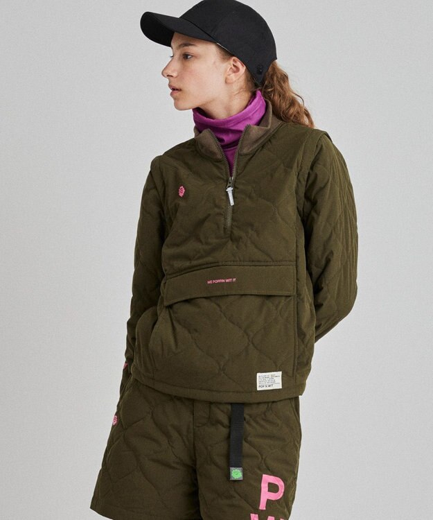 PW CIRCULUS 【ベストにもなる！袖2WAY】【WOMEN】ひょうたんキルティング中綿ブルゾン カーキ系