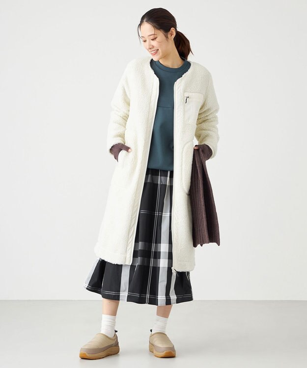 SHARE PARK LADIES 【LADIES】ボアフリースロングカーディガン オフホワイト