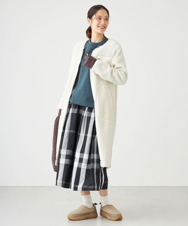 SHARE PARK LADIES 【LADIES】ボアフリースロングカーディガン オフホワイト