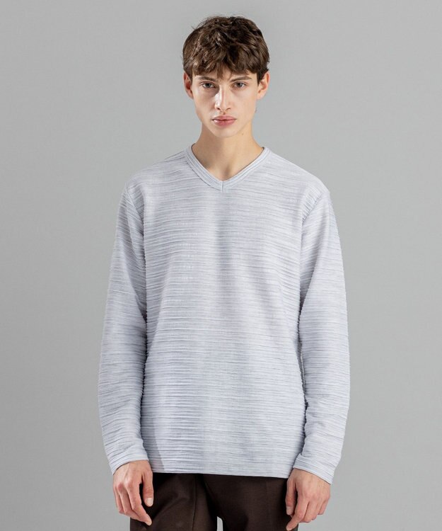 JOSEPH HOMME 【LEON 掲載】ストームリップル　Vネックカットソー ライトグレー系