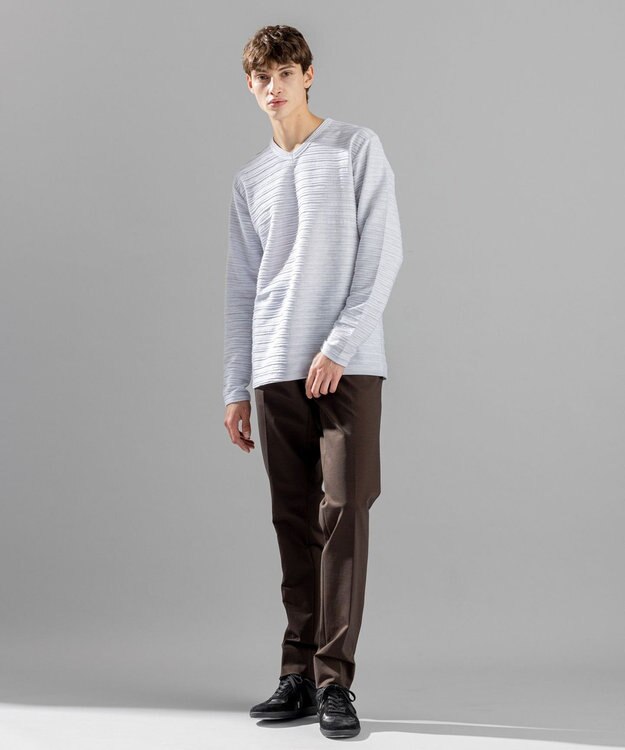 JOSEPH HOMME 【LEON 掲載】ストームリップル　Vネックカットソー ライトグレー系