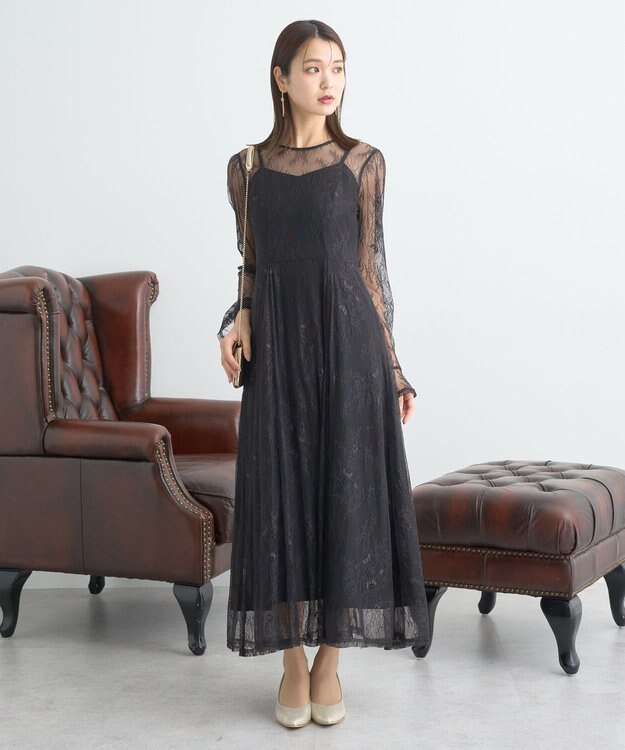 earth music&ecology SET2点レースワンピース＋キャミワンピース ブラック