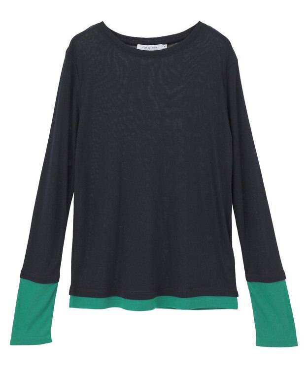 AMERICAN HOLIC 配色シアーレイヤードプルオーバー Green