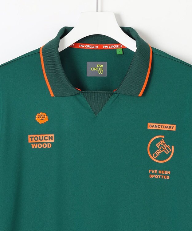 PW CIRCULUS 【MEN】【ストレッチ / UVケア】ガゼット カノコ ポロシャツ グリーン系