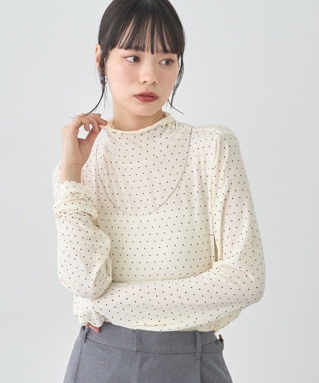 earth music&ecology 【吸湿発熱】あったかフェミニンインナー(シアーハイネック) Dot