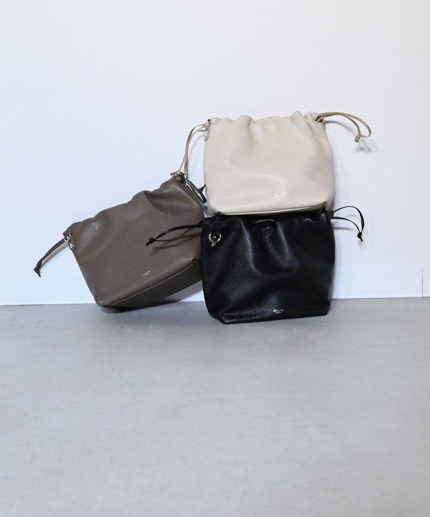 blancle シュリンクレザー ドローストリング2wayバッグ LIGHT BEIGE