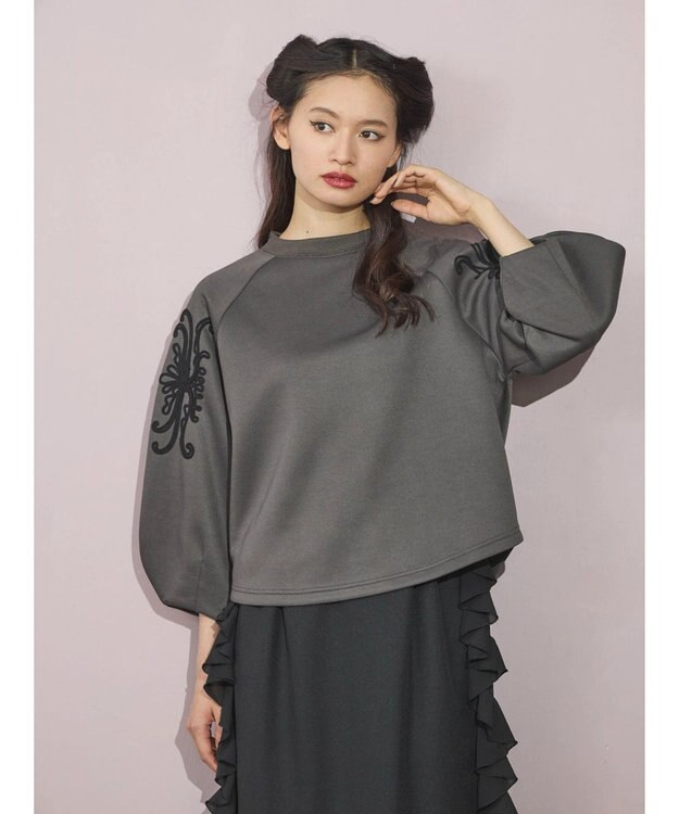 Green Parks ■ＥＳＣＡＲ　コードモチーフ刺繍プルオーバー Charcoal Gray