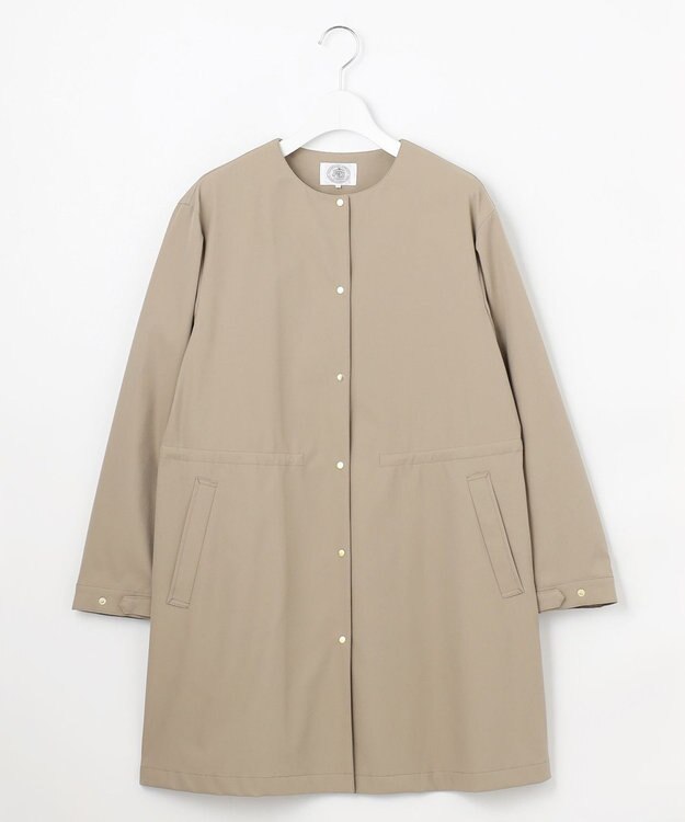 J.PRESS LADIES 【洗える・撥水】ドライツイルストレッチ ノーカラー コート モカ系