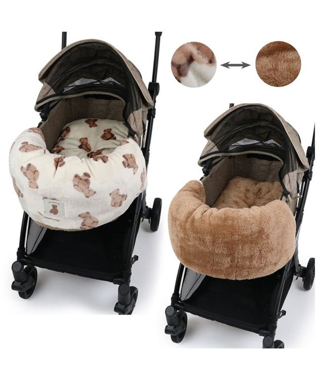 PET PARADISE ペットパラダイス くまちゃん 遠赤外線 ボア カート用クッション オフホワイト×ブラウン