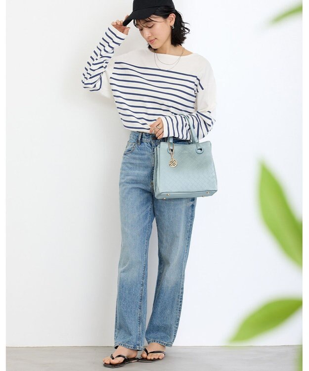 MioFIRANO カジュアルシックグロウウィーブハンドバッグ 2WAY チャーム付き　FIRANO フィラノ BLUE