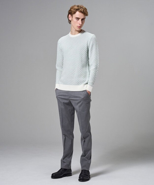 JOSEPH HOMME チャンディーガルジャガード　クルーネックニット スモーキーグリーン系