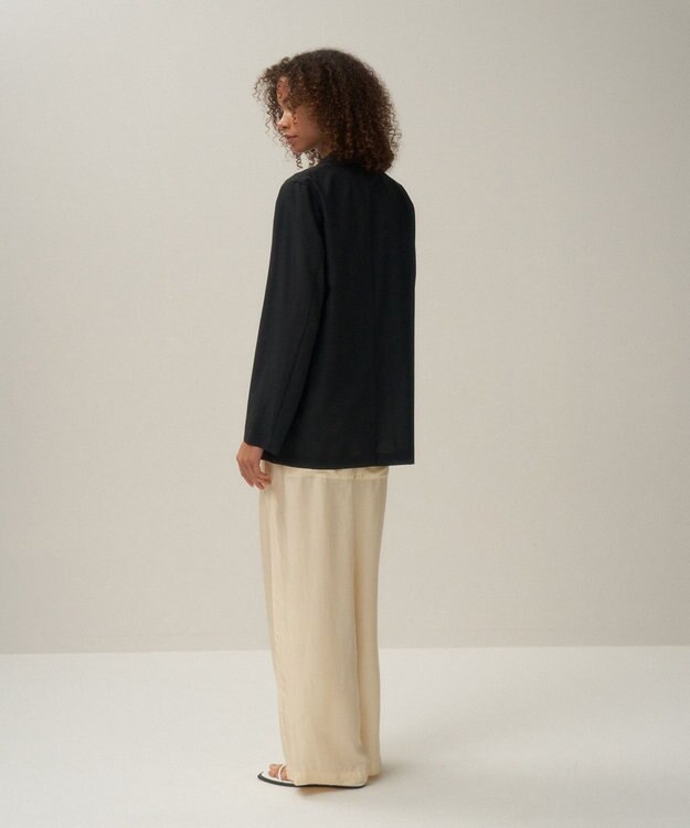 ATON NATURAL DYED SILK TWILL | イージーワイドパンツ WARM WHITE