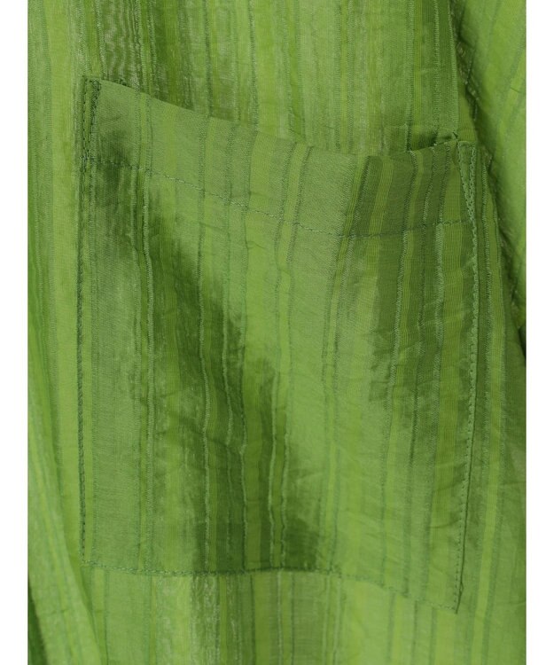 Green Parks シアーストライプショート丈シャツ Green