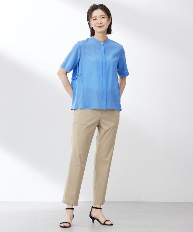 J.PRESS LADIES S 【洗える】セルロースリネンストレッチ テーパード パンツ ベージュ系