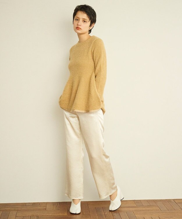 #Newans 【洗える】フレアシルエットチュニックニット ベージュ系