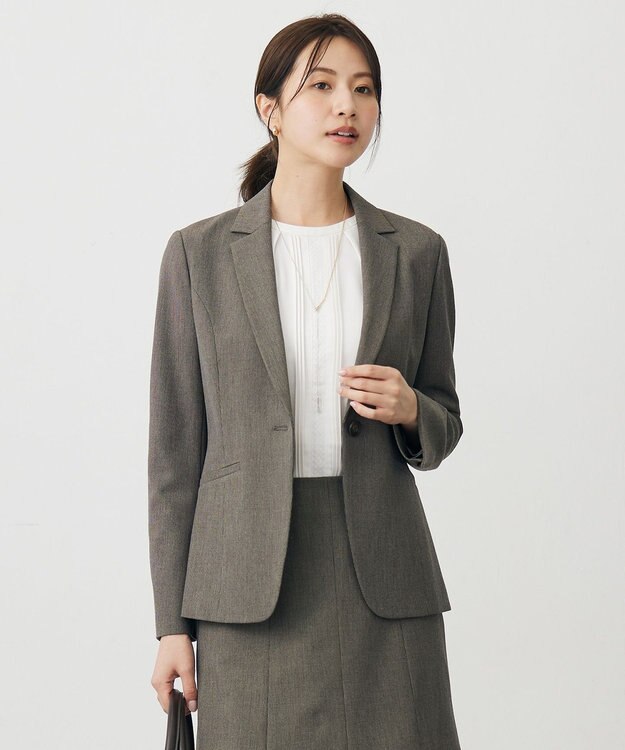 J.PRESS LADIES L 【洗える】T/Rアルガンシルク テーラード ジャケット ブラウン系