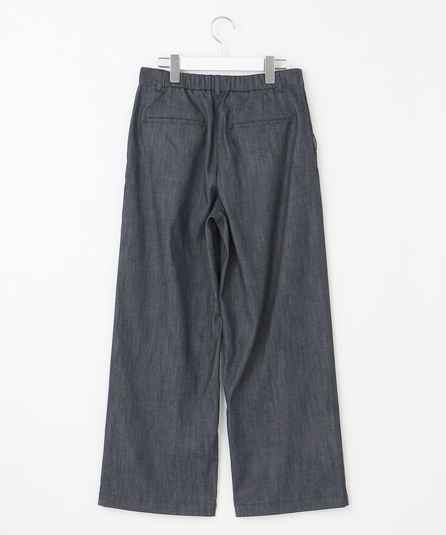 J.PRESS LADIES S 【洗える】セルロースシャンブレー ワイド パンツ ネイビー系