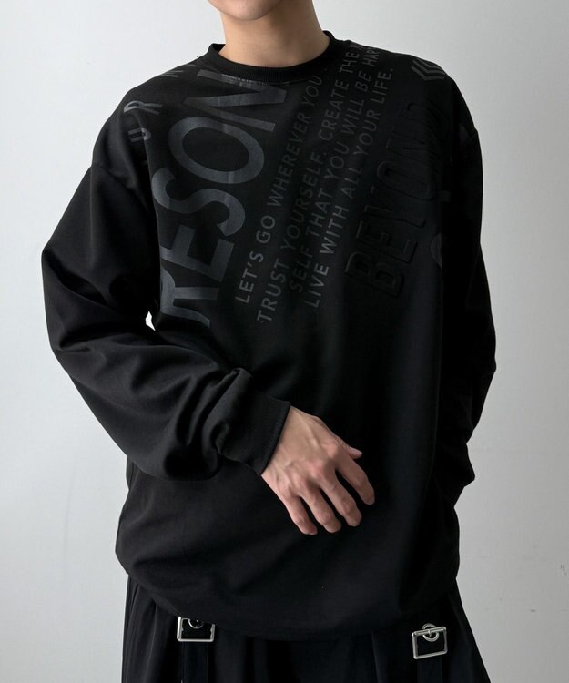 WEGO エンボスグラフィックT(LS) ブラック