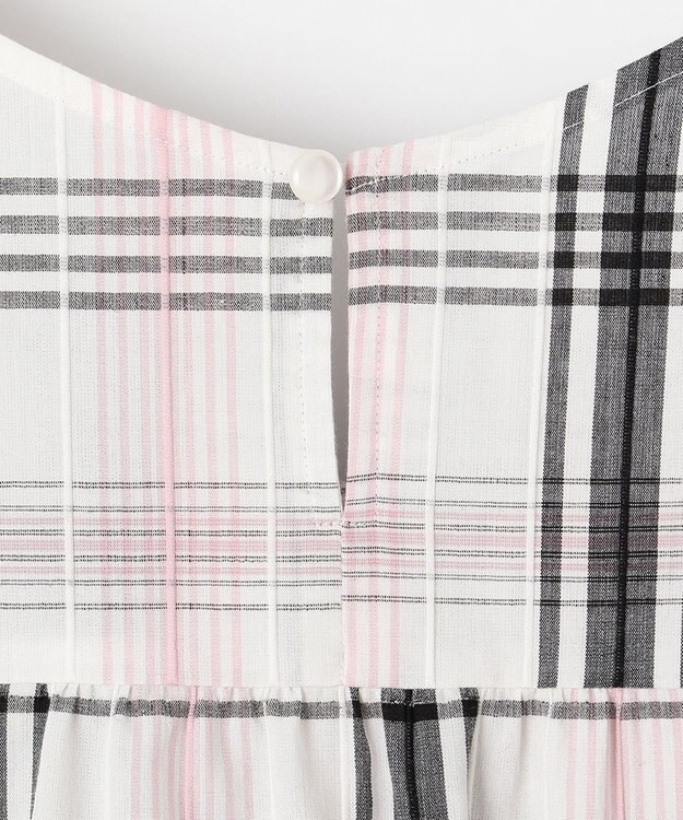 ANY SIS 【洗える】チェックフレア ブラウス オフホワイトベース