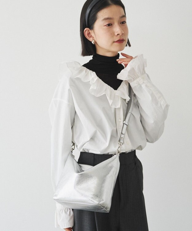 russet ソフトレザーシンプルショルダーバッグ【silver】(CE-1462) Silver