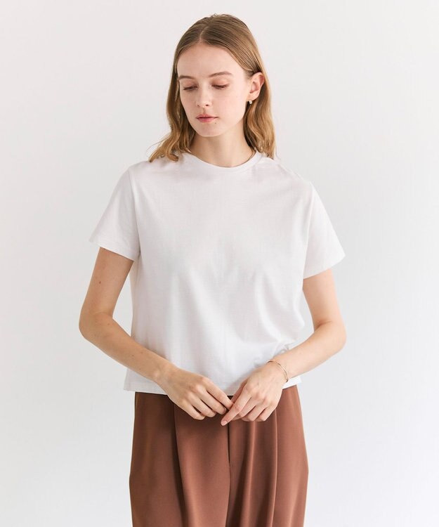 BEIGE， DIOP / スビンコットン クロップドTシャツ Ecru